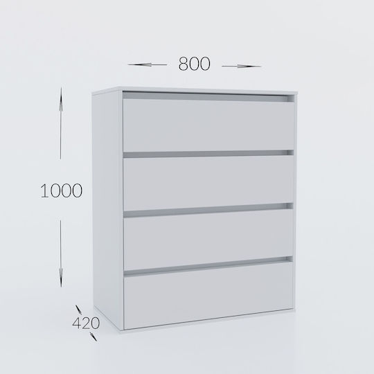 Συρταριέρα Κρεβατοκάμαρας White 80x42x100cm