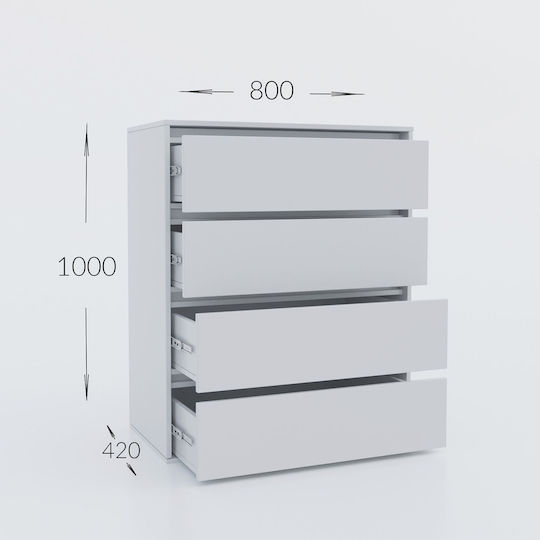 Συρταριέρα Κρεβατοκάμαρας White 80x42x100cm