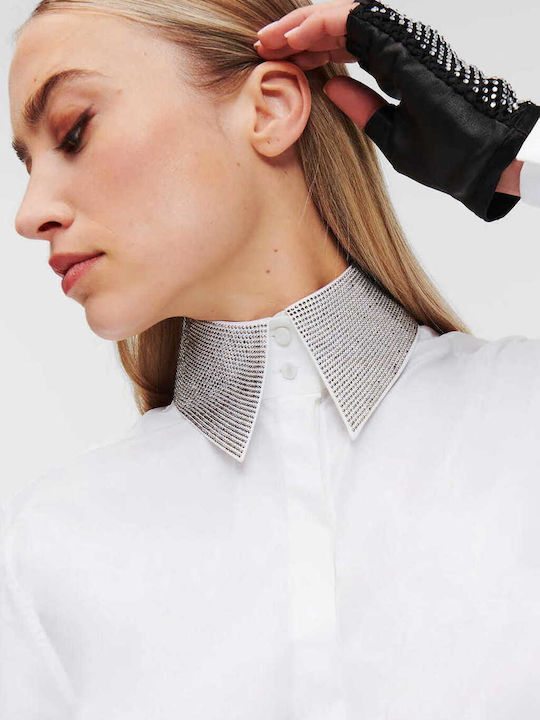 Women's Shirt with Wide Collar and Loose Fit Karl Lagerfeld 245w1601 100 Karl Lagerfeld 245w1601-100 White