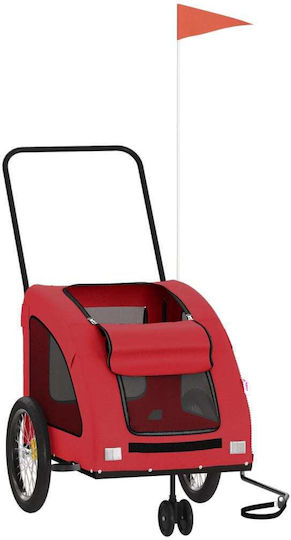Vidaxl Pet Bicycle Trailer Red Oxford Fabric Iron Red