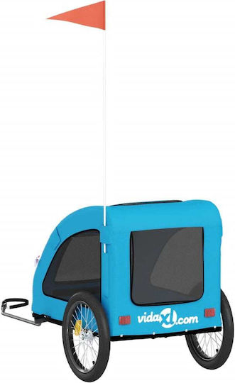 Vidaxl Pet Bicycle Trailer Blue Oxford Fabric Iron Blue