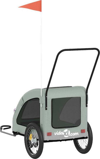 Vidaxl Pet Bicycle Trailer Gray Oxford Fabric Iron Gray