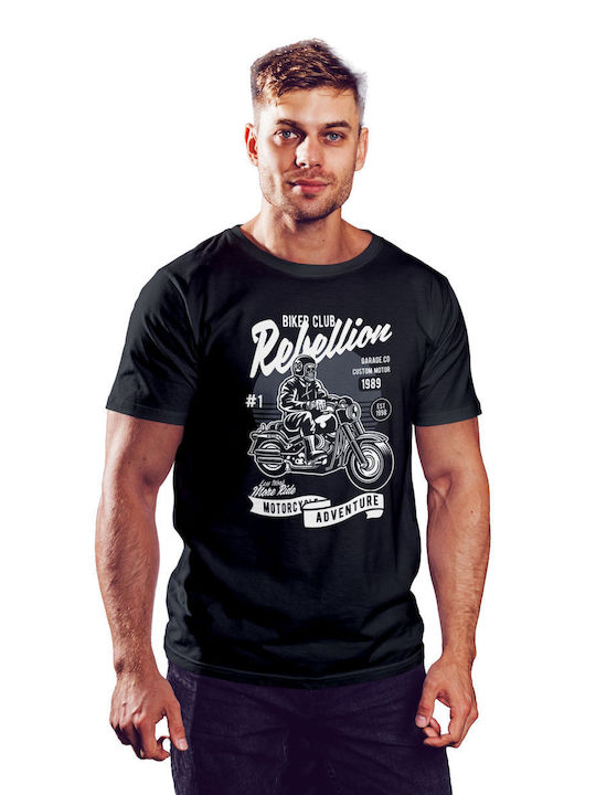 Pop Culture Tricou Negru Skull motociclist