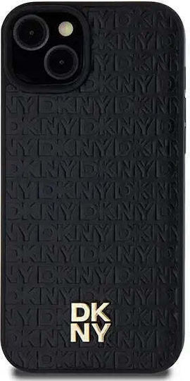 Dkny Husă din piele PU cu model repetat și logo Magsafe pentru iPhone 15 Plus, negru