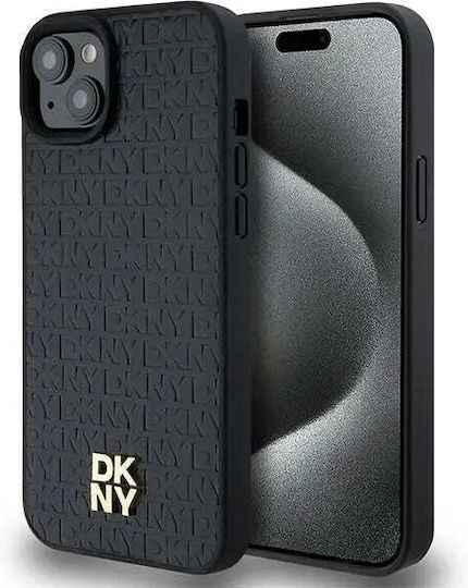 Dkny Husă din piele PU cu model repetat și logo Magsafe pentru iPhone 15 Plus, negru