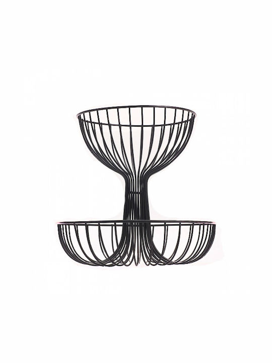 Lalos Fruit Bowl Metallic 2 Levels Black 30x30x29cm