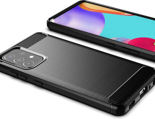 Powertech Umschlag Rückseite Silikon Schwarz (Galaxy A72)
