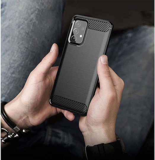Powertech Umschlag Rückseite Silikon Schwarz (Galaxy A72)