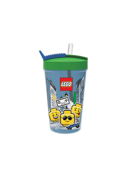 Lego Ιconic Boy Glass Water made of Plastic with straw 500ml