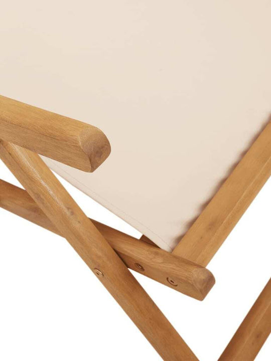 Deckchair Wooden with Beige Arms 61x112x95cm