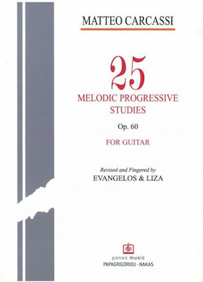 Panas Music Matteo Carcassi - 25 Προοδευτικές Μελωδικές Σπουδές Op. 60 Metodă de învățare pentru Chitara