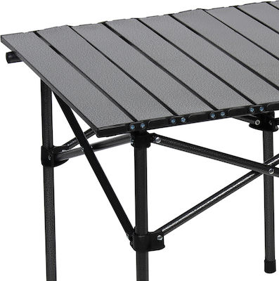 Keskor Metallic Foldable Table for Camping Black Gray 53x50x50cm