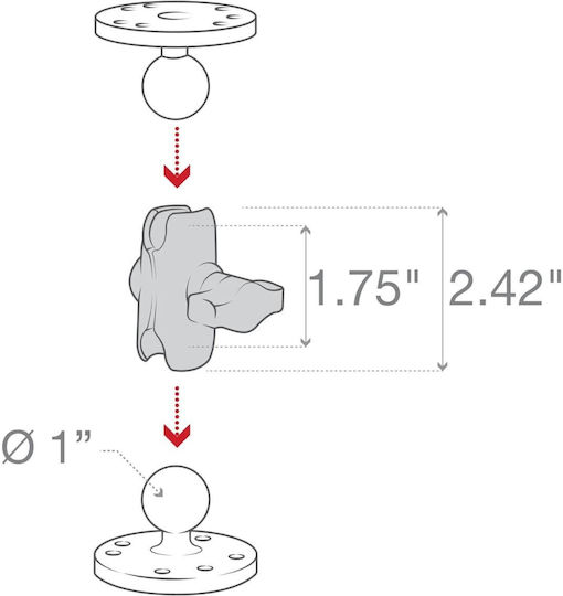 RAM Mount Composite Double Socket Arm RAP-B-201U-A for Universal