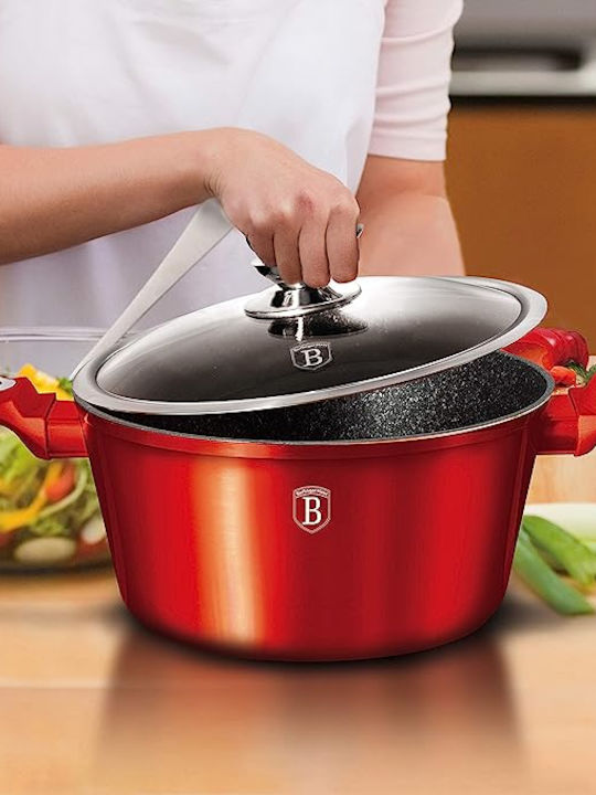 Berlinger Haus Metallic Line Cookware Set of Aluminum with Stone Coating Burgundy Collection 15pcs