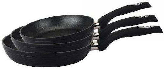 Royalty Line HomeVero Pfannen-Set aus Aluminium Schwarz mit Stein-Innenbeschichtung 3-teilig