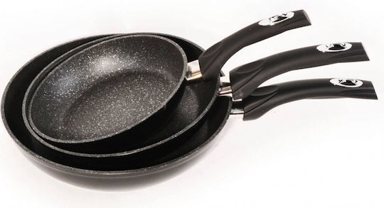 Royalty Line HomeVero Pfannen-Set aus Aluminium Schwarz mit Stein-Innenbeschichtung 3-teilig