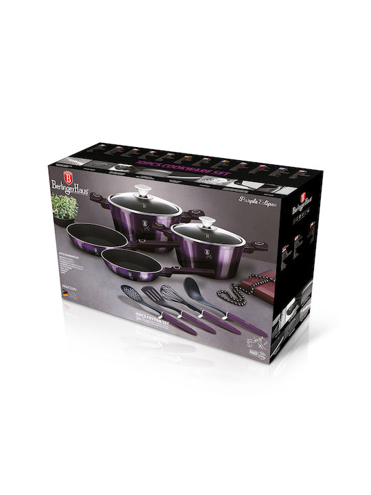 Berlinger Haus Cookware Set of Cast Aluminum with Stone Coating Purple Eclipse 10pcs