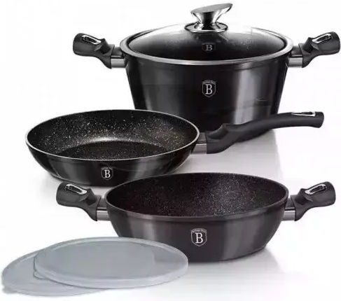 Berlinger Haus Metallic Line Σετ Μαγειρικά Σκεύη από Αλουμίνιο Carbon Pro με Επίστρωση από Πέτρα 3 τεμαχιών