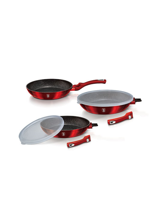 Berlinger Haus Metallic Line Set De Tigăi Din Aluminiu Turnat Burgundy Collection Cu Acoperire Antiaderentă 3 Vase