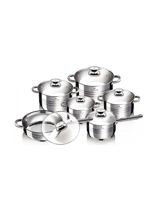 Blaumann Cookware Set Made of Stainless Steel Silver 6 Pieces
