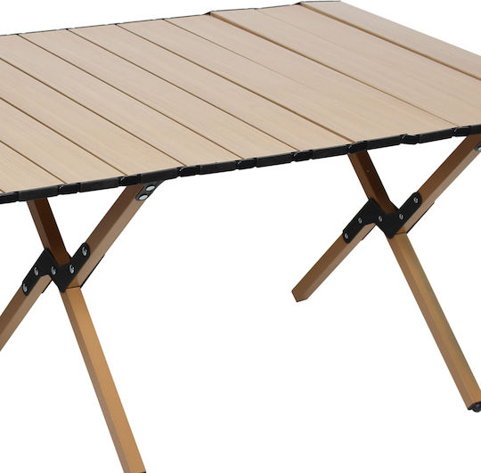Keskor Τραπέζι Μεταλλικό για Camping Πτυσσόμενο 118x58x42cm Καφέ