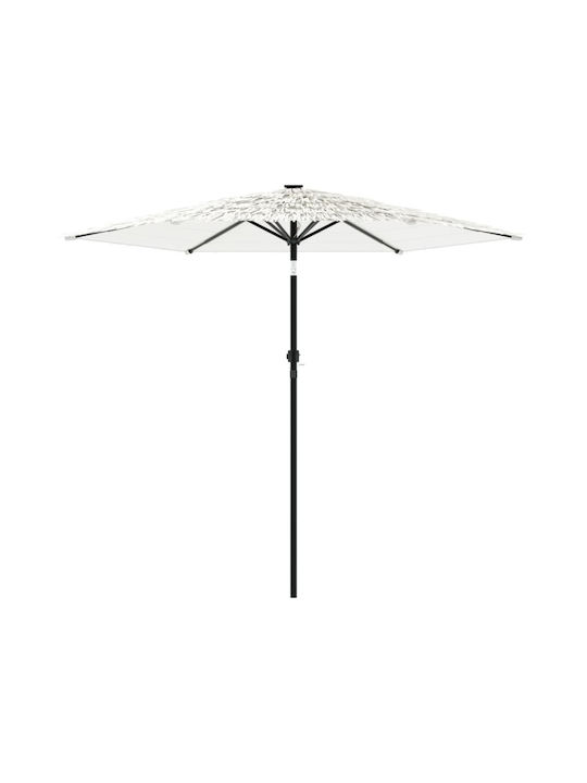 Round Metal White Garden & Terrace Parasol 2.13m