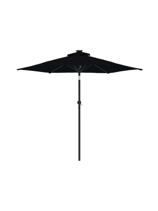 Round Garden Parasol Metal Black Diameter 2.12xHeight 2.12m