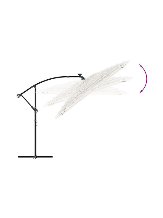 Round Metal White Garden & Terrace Parasol 2.3m