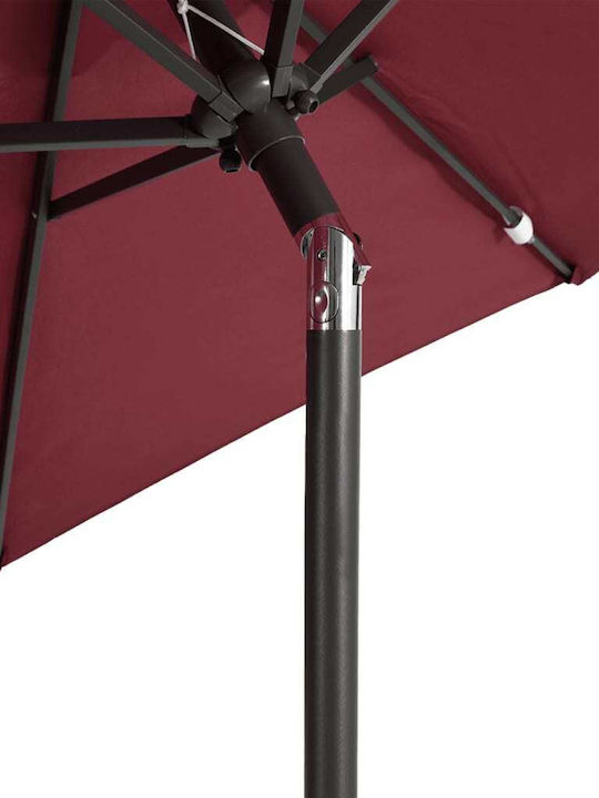 Round Garden Parasol Metal Burgundy 2.12x2.12m