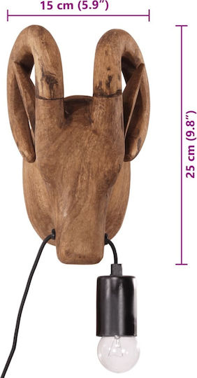 vidaXL Lamp Wall with Socket E27 Brown 15x24x25cm