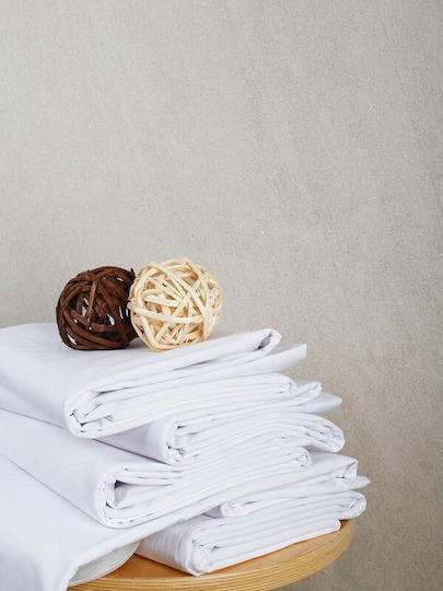 Sunshine Hotel Sheet White Single 160x270cm Cotton & Polyester 1pcs