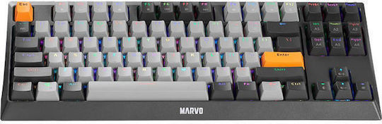 Marvo KG980 Гейминг Механична Клавиатура Без ключове с RGB подсветка (Английски US) Сив