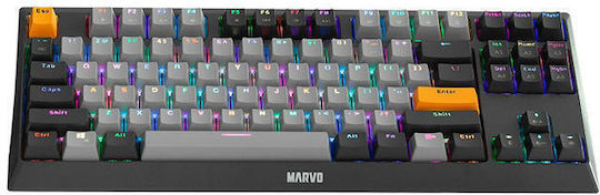Marvo KG980 Гейминг Механична Клавиатура Без ключове с RGB подсветка (Английски US) Сив