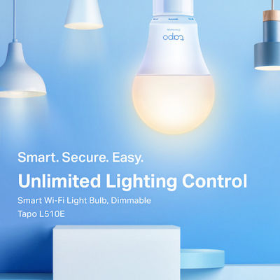 TP-LINK Tapo L510E Smart Λάμπα LED 8.7W για Ντουί E27 και Σχήμα E37 Θερμό Λευκό 806lm Dimmable v1