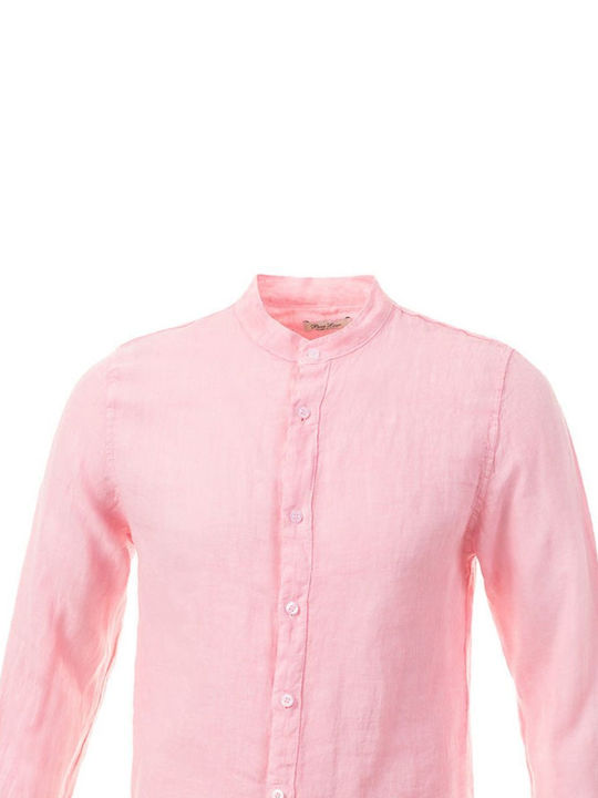 Panda Clothing Men's Shirt Long Sleeve Linen Pink