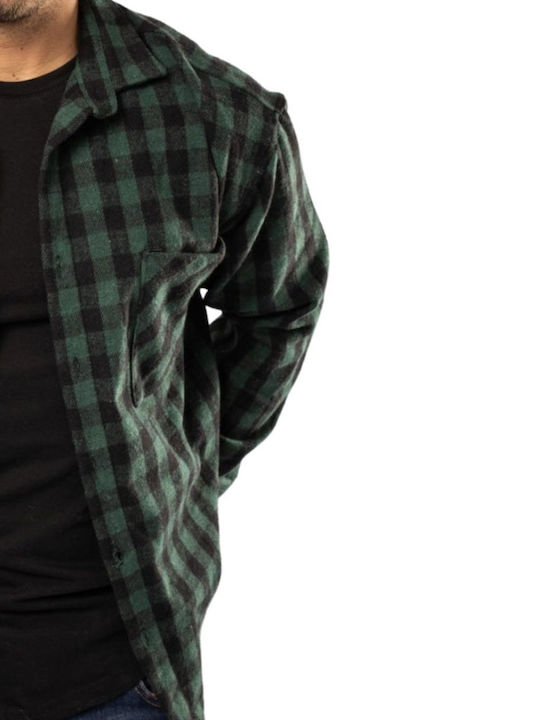 Senior Men's Shirt Long Sleeve Cotton Checked Plaid