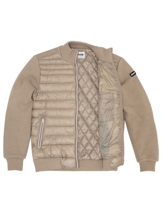 Schott Orio Herren Jacke Lässig Beige