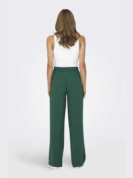 Only Women's Fabric Trousers with Elastic GREEN