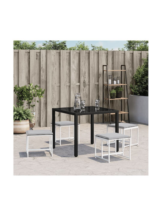 Metallic Cube Garden Stool with Cushion White 4 Pieces 40x40x35cm