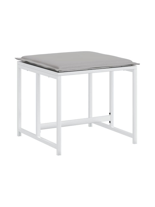 Metallic Cube Garden Stool with Cushion White 4 Pieces 40x40x35cm