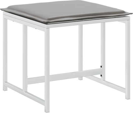 Metallic Cube Garden Stool with Cushion White 4 Pieces 40x40x35cm