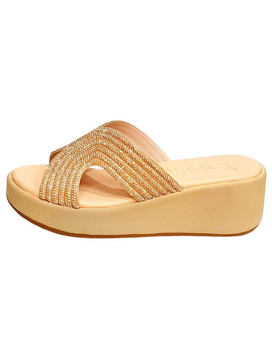 Fiore Collection Women's Platform Wedge Sandals Gold