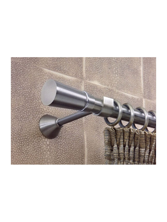 Aslanis Home Μεταλλικό Κουρτινόξυλο Μονό Φ25mm 160εκ. Inox