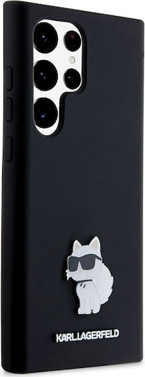 Karl Lagerfeld Choupette Umschlag Rückseite Silikon Schwarz (Galaxy S23 Ultra)