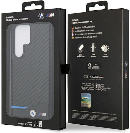 BMW Carbon Back Cover Δερμάτινο / Υφασμάτινο Μπλε (Galaxy S23 Ultra)