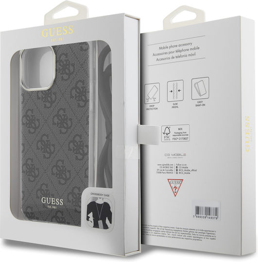 Guess Back Cover Plastic with Strap Black (iPhone 15 Pro Max)
