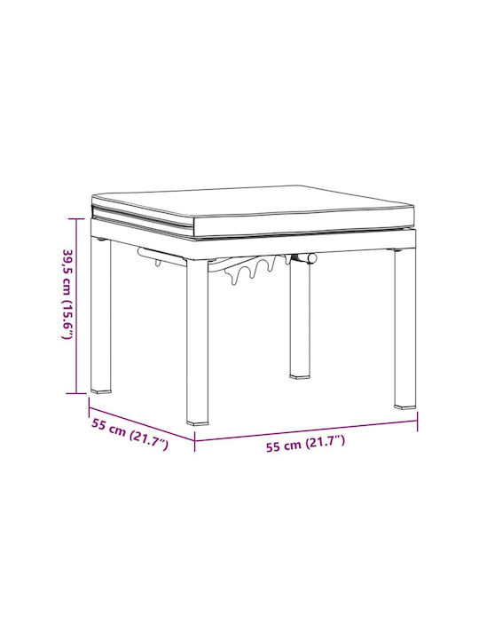 Scaun Metalic Cub Pentru Exterior Cu Pernă Negru 55x55x39.5cm