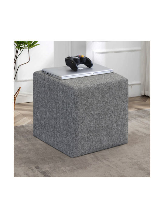 Stool For Living Room Upholstered with Fabric Kare Grey 40x40x40cm