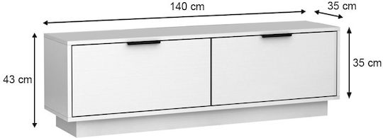 Έπιπλο Τηλεόρασης Lisa Λευκό Μ140xΠ35xΥ43cm