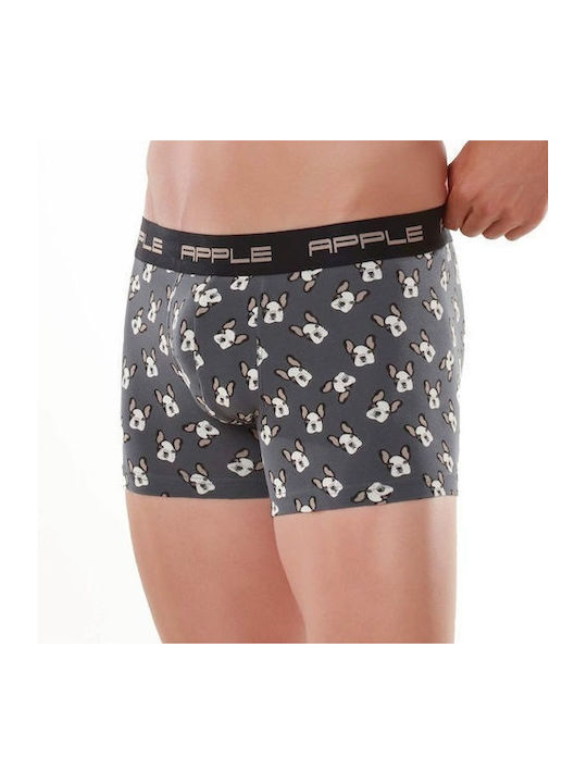 Apple Boxer Herren Boxershorts Black-Anthracite Dog 2Packung